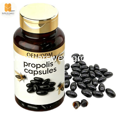 Wholesale OEM ODM Private Label Natural Vegan Black Bee Propolis Soft Capsules 120g Bottle for Immune Daily Health