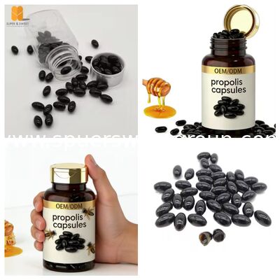 Wholesale OEM ODM Private Label Natural Vegan Black Bee Propolis Soft Capsules 120g Bottle for Immune Daily Health